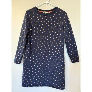Boden Womens Rose Gold Polka Dots Navy Blue Long Sleeve Sweatshirt Dress 6R